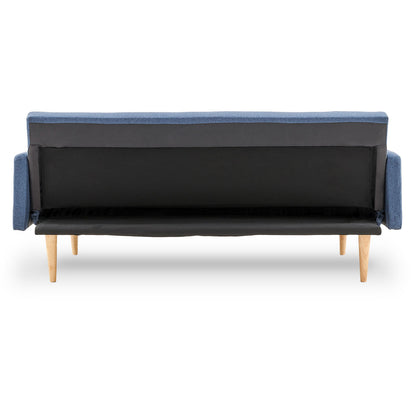 3-Seater Linen Sofa Bed Couch - Blue