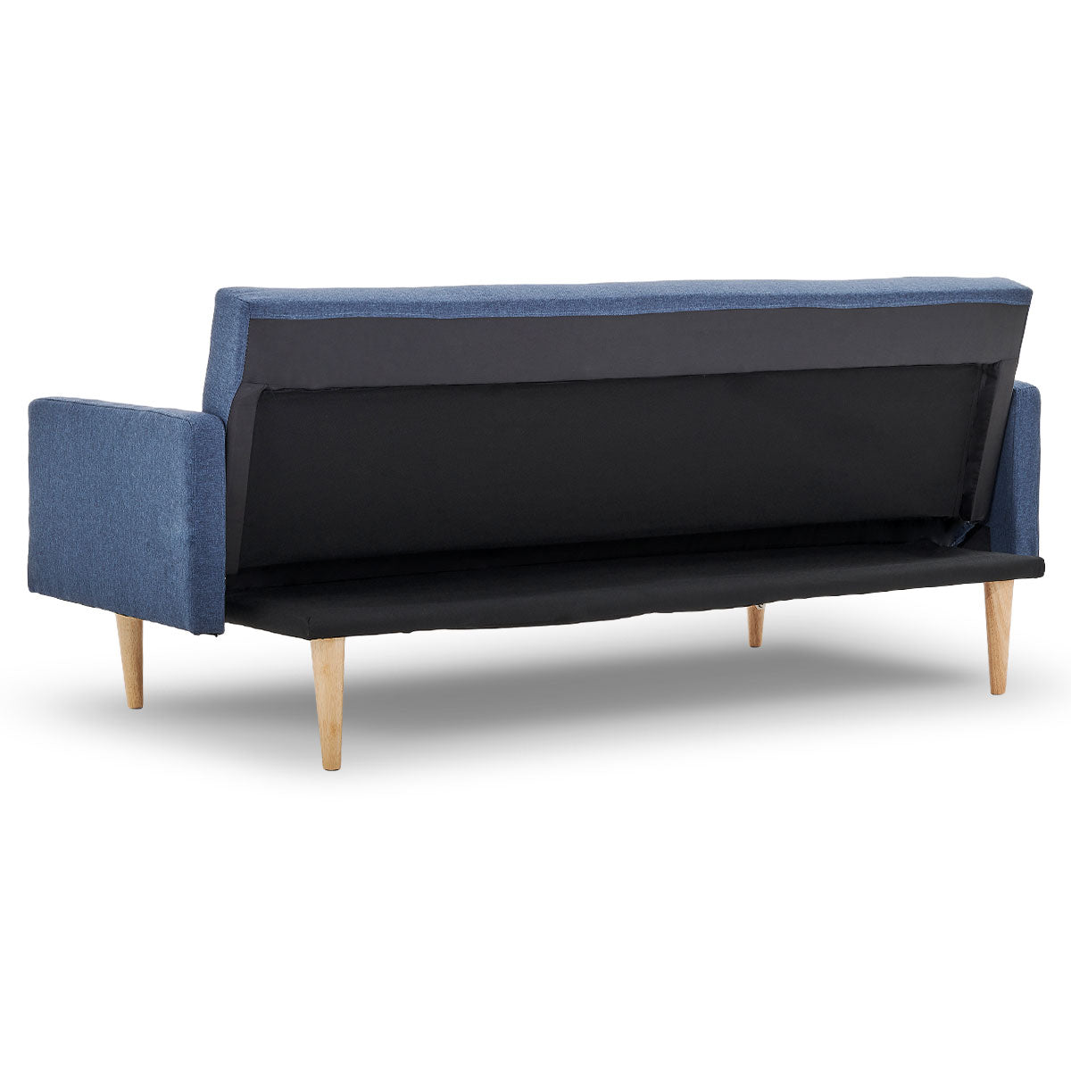 3-Seater Linen Sofa Bed Couch - Blue