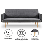 3-Seater Linen Sofa Bed Couch - Dark Grey