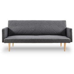 3-Seater Linen Sofa Bed Couch - Dark Grey