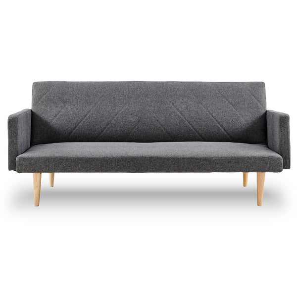  3-Seater Linen Sofa Bed Couch - Dark Grey