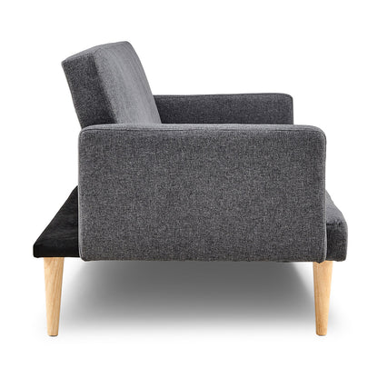 3-Seater Linen Sofa Bed Couch - Dark Grey