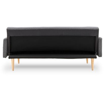 3-Seater Linen Sofa Bed Couch - Dark Grey