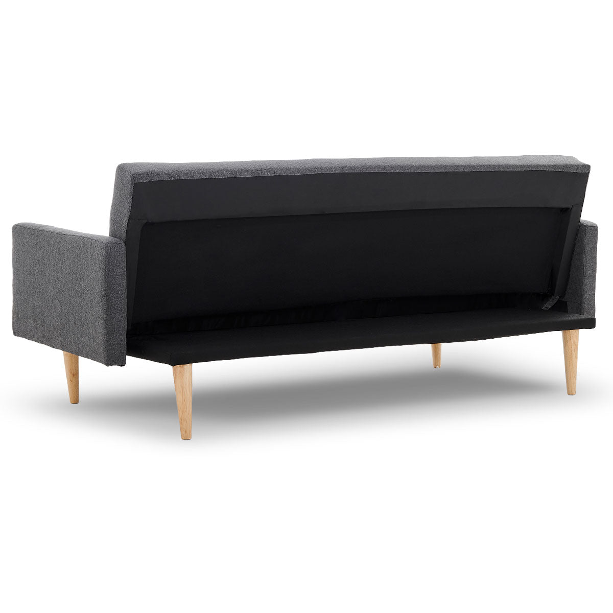 3-Seater Linen Sofa Bed Couch - Dark Grey