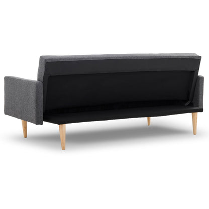 3-Seater Linen Sofa Bed Couch - Dark Grey
