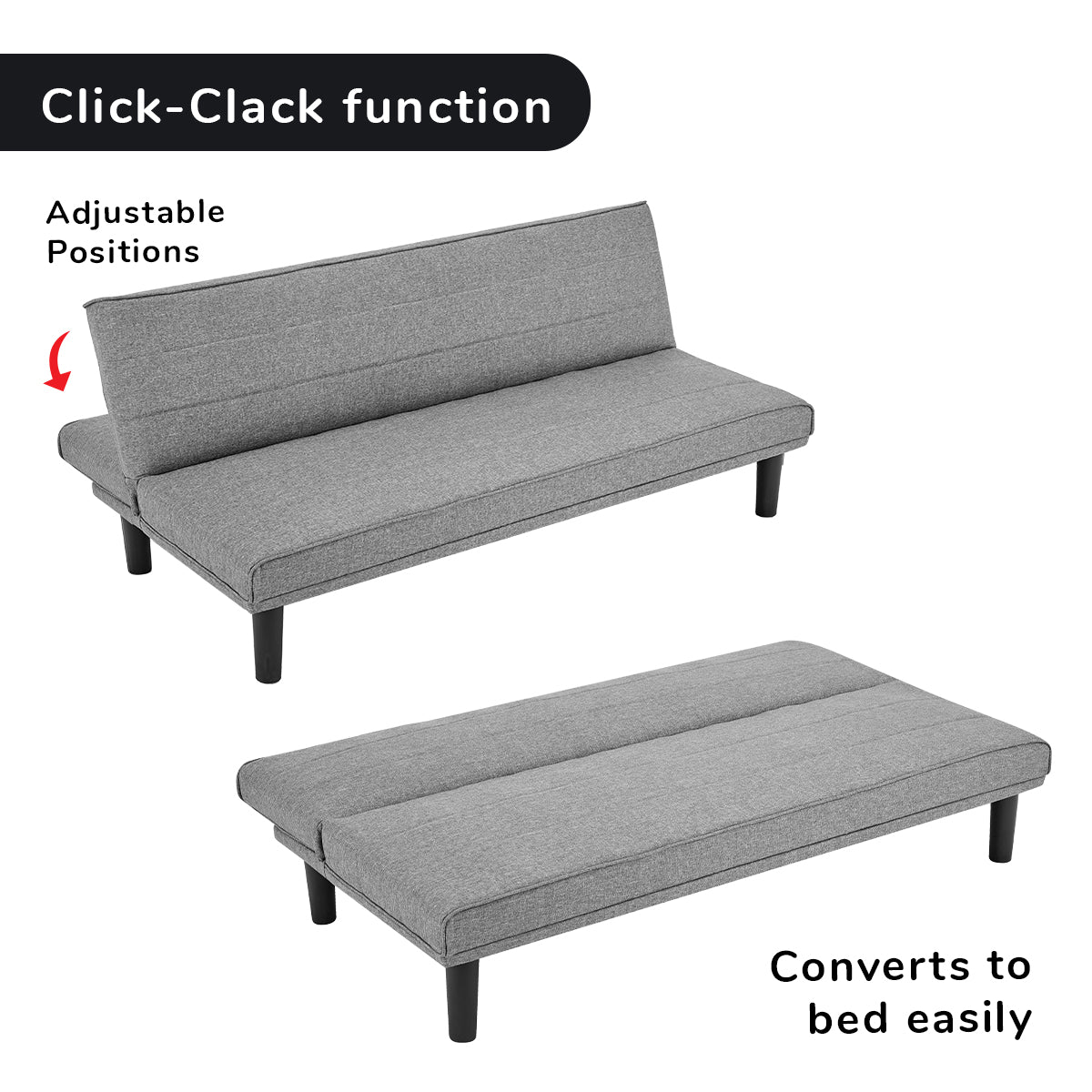 3 Seater M 2620 Modular Linen Sofa Bed Couch - Dark Grey