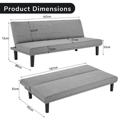 3 Seater M 2620 Modular Linen Sofa Bed Couch - Dark Grey