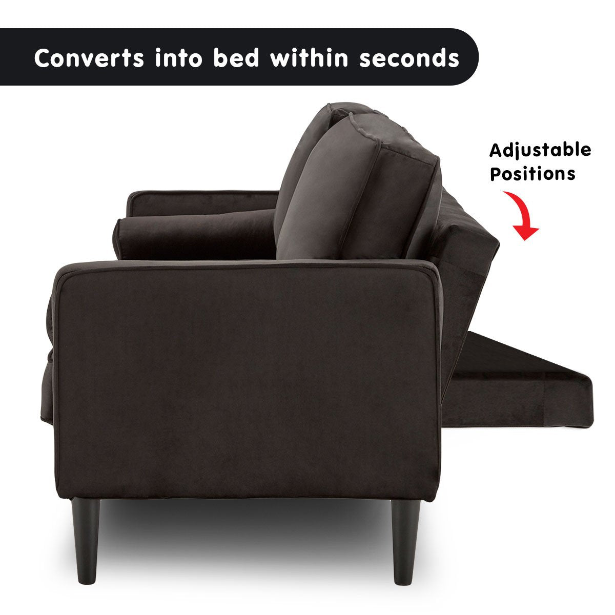 Velvet Sofa Bed Couch Furniture Lounge Suite - Black