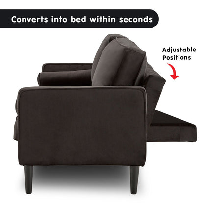 Velvet Sofa Bed Couch Furniture Lounge Suite - Black