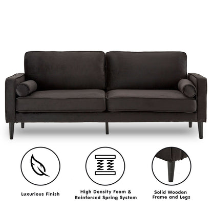 Velvet Sofa Bed Couch Furniture Lounge Suite - Black