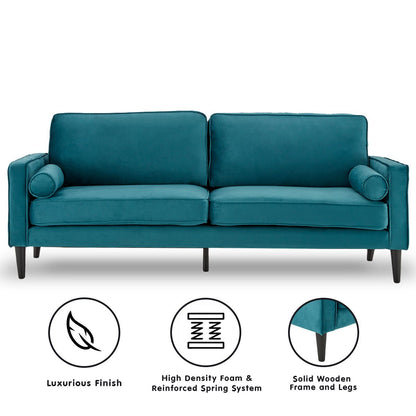 Velvet Sofa Bed Couch Furniture Lounge Suite Seat Blue