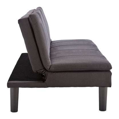 3 Seater Modular Faux Linen Fabric Sofa Bed Couch - Black