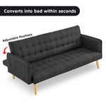 3 Seater Modular Linen Fabric Sofa Bed Couch - Black