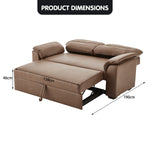 Distressed Fabric Sofa Bed Couch Lounge - Brown