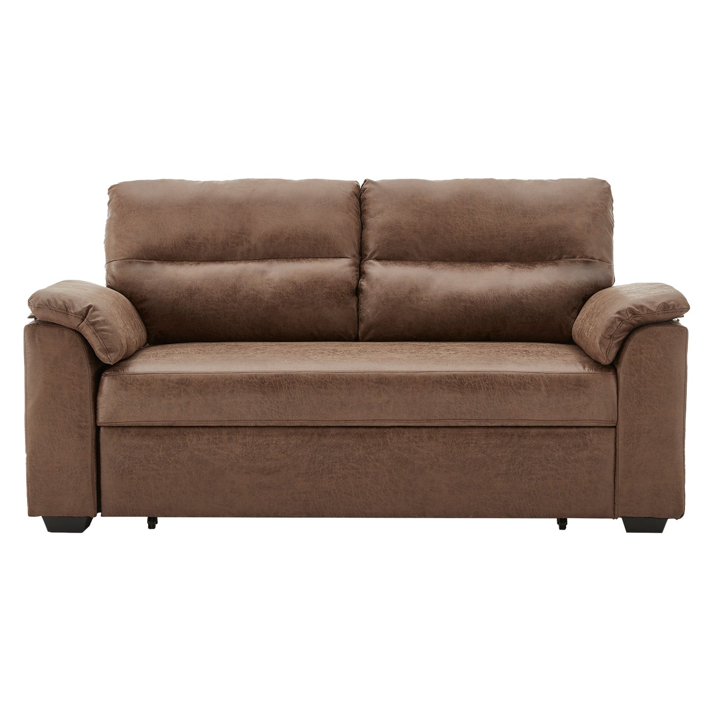 Distressed Fabric Sofa Bed Couch Lounge - Brown