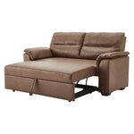 Distressed Fabric Sofa Bed Couch Lounge - Brown