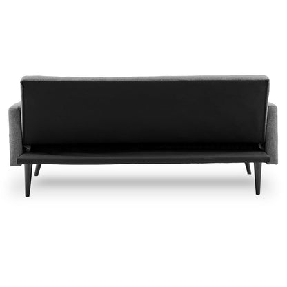Tufted Faux Linen 3-Seater Sofa Bed With Armrests - Light Grey