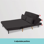 2-Seater Adjustable Sofa Bed Lounge Velvet - Black