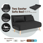 2-Seater Adjustable Sofa Bed Lounge Velvet - Black