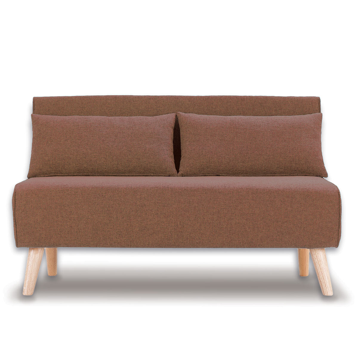 2-Seater Adjustable Sofa Bed Lounge Faux Linen - Brown