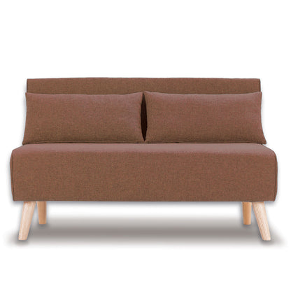 2-Seater Adjustable Sofa Bed Lounge Faux Linen - Brown