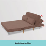 2-Seater Adjustable Sofa Bed Lounge Linen - Brown