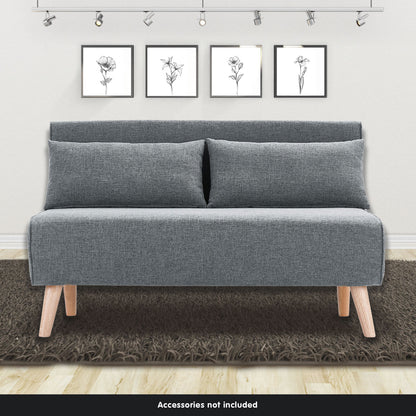 2-Seater Adjustable Sofa Bed Lounge Faux Linen - Dark Grey