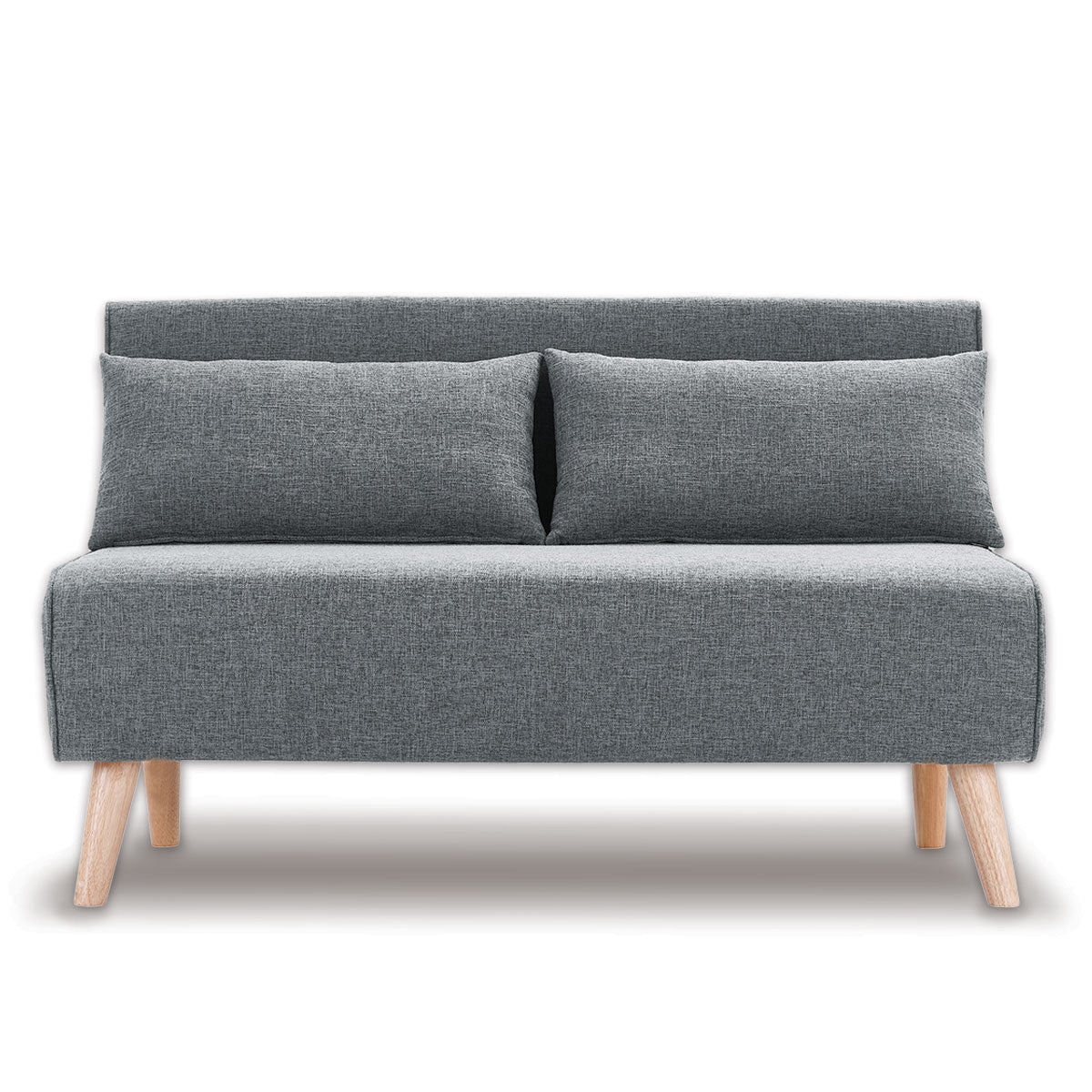 2-Seater Adjustable Sofa Bed Lounge Faux Linen - Dark Grey