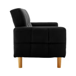 3-Seater Fabric Sofa Bed Futon - Black