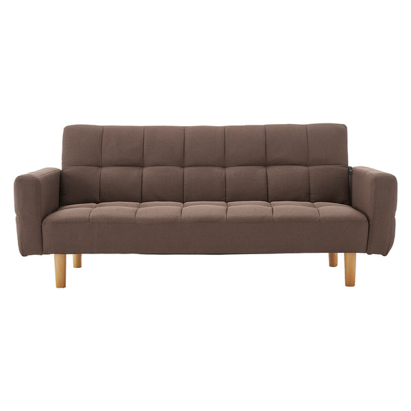  3-Seater Fabric Sofa Bed Futon - Brown