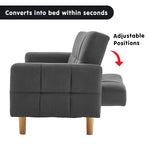 3-Seater Fabric Sofa Bed Futon - Dark Grey