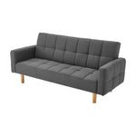 3-Seater Fabric Sofa Bed Futon - Dark Grey