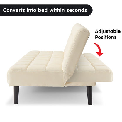 Faux Suede Fabric Sofa Bed Furniture Lounge Seat Beige
