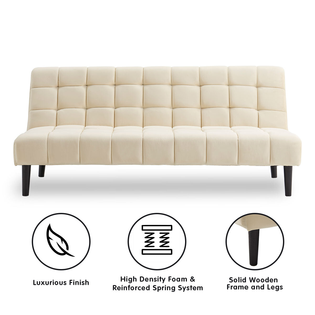 Faux Suede Fabric Sofa Bed Furniture Lounge Seat Beige