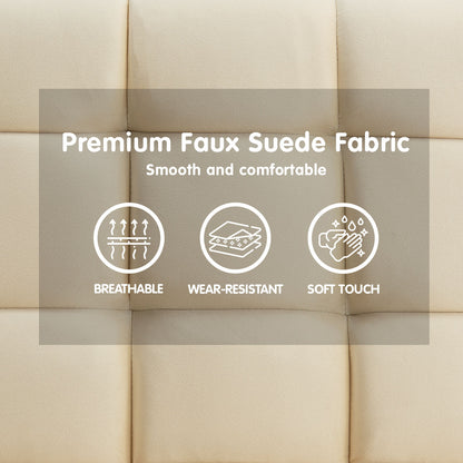 Faux Suede Fabric Sofa Bed Furniture Lounge Seat Beige