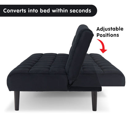 Faux Suede Fabric Sofa Bed Furniture Lounge Seat Black