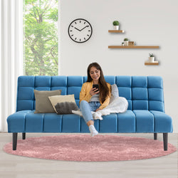 Faux Suede Fabric Sofa Bed Furniture Lounge Seat Blue