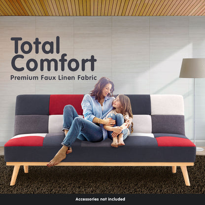3 Seater Modular Linen Fabric Sofa Bed Couch - Multi-colour