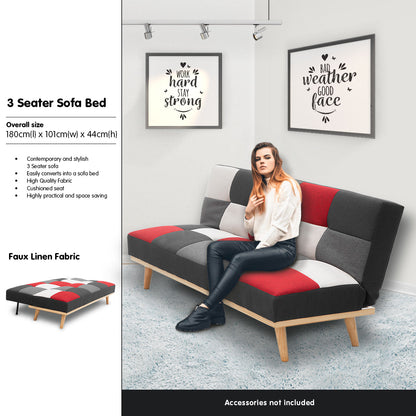 3 Seater Modular Linen Fabric Sofa Bed Couch - Multi-colour