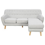 Linen Corner Wooden Sofa Lounge L-shaped with Left Chaise Light Grey