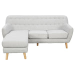 Linen Corner Sofa Lounge L-shaped w/ Chaise Light Grey