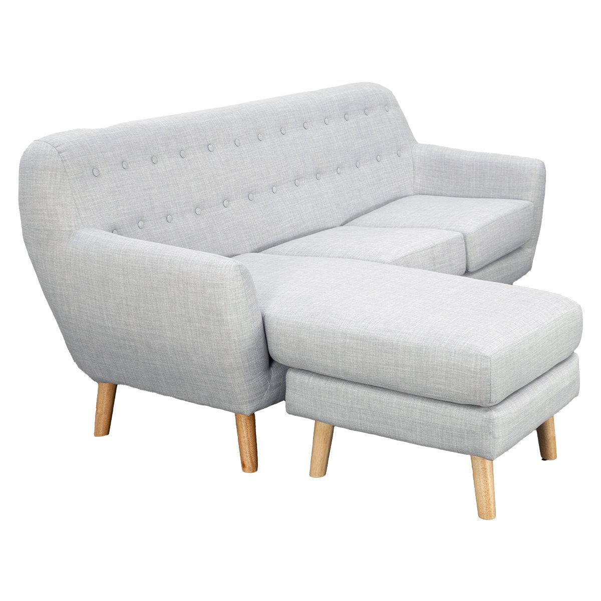 Linen Corner Sofa Lounge L-shaped w/ Chaise Light Grey