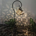 Wrought Iron Solar Powered Watering Can Sprinkles Fairy Light LED Outdoor Garden Waterproof
