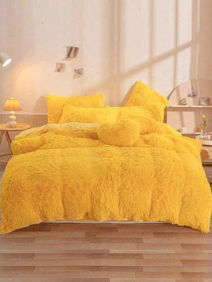 Solid Fuzzy Duvet Cover Set Without Filler