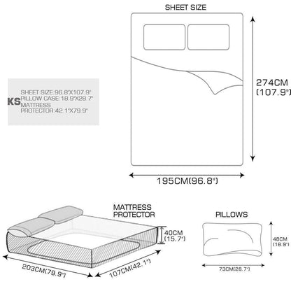 4 Pcs Natural Bamboo Cotton Bed Sheet Set in Size King Ivory