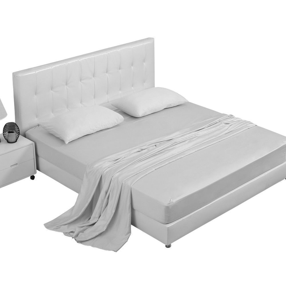 4 Pcs Natural Bamboo Cotton Bed Sheet Set in Size King White