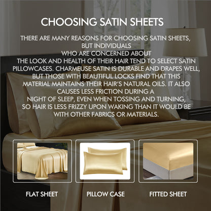 Ultra Soft Silky Satin Bed Sheet Set in Single Size in Charcoal Colour