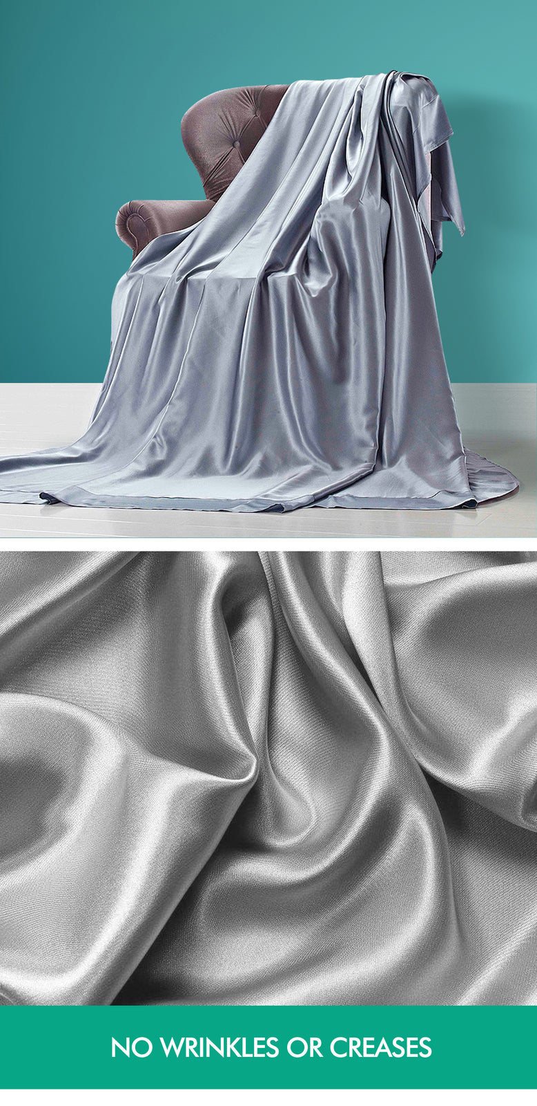 Ultra Soft Silky Satin Bed Sheet Set in Single Size in Charcoal Colour
