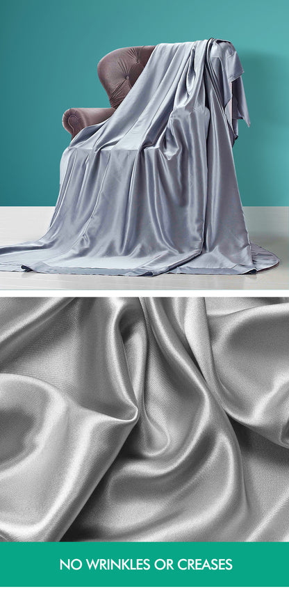 Ultra Soft Silky Satin Bed Sheet Set in Single Size in Charcoal Colour