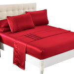 Ultra Soft Silky Satin Bed Sheet Set in King Single Size Burgundy Colour